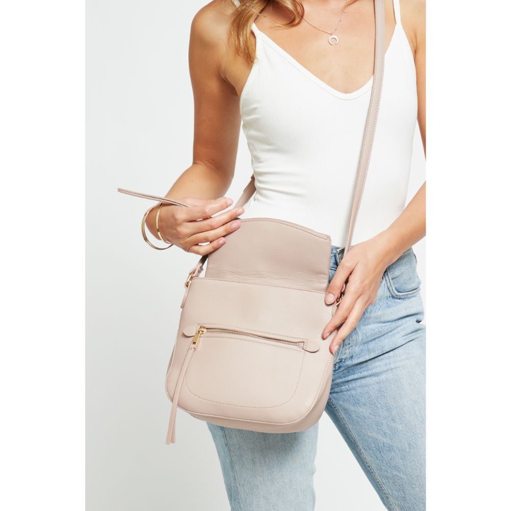 Woman wearing Nude Urban Expressions Jean Crossbody 840611177186 View 2 | Nude