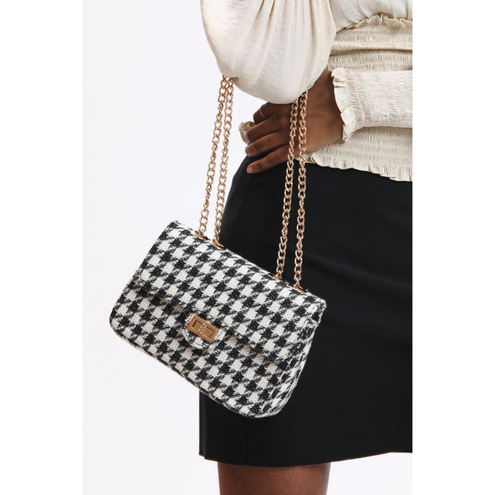 Woman wearing Black White Urban Expressions Camille Shoulder Bag 840611120571 View 1 | Black White