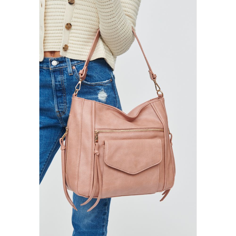 Woman wearing Blush Urban Expressions Brooke Hobo 840611108005 View 1 | Blush