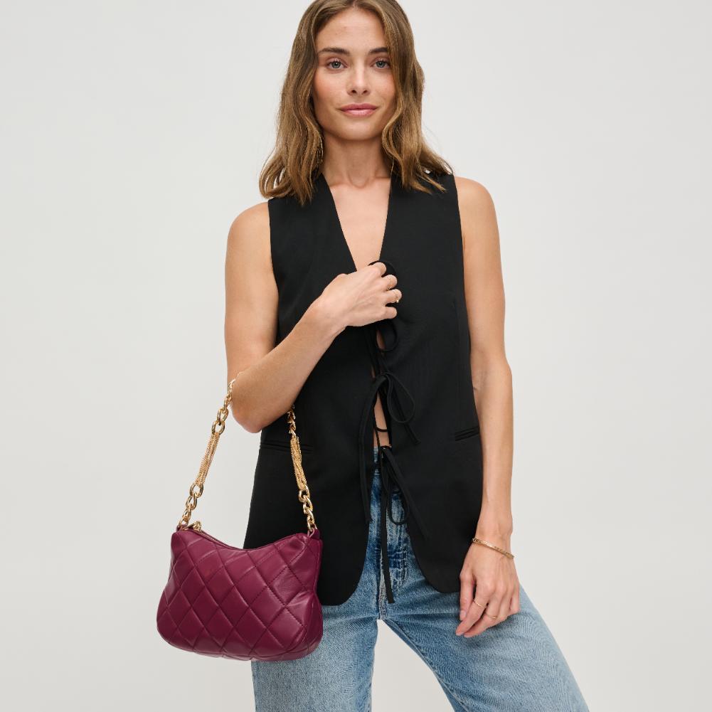 Woman wearing Merlot Urban Expressions Eve Crossbody 840611132499 View 3 | Merlot