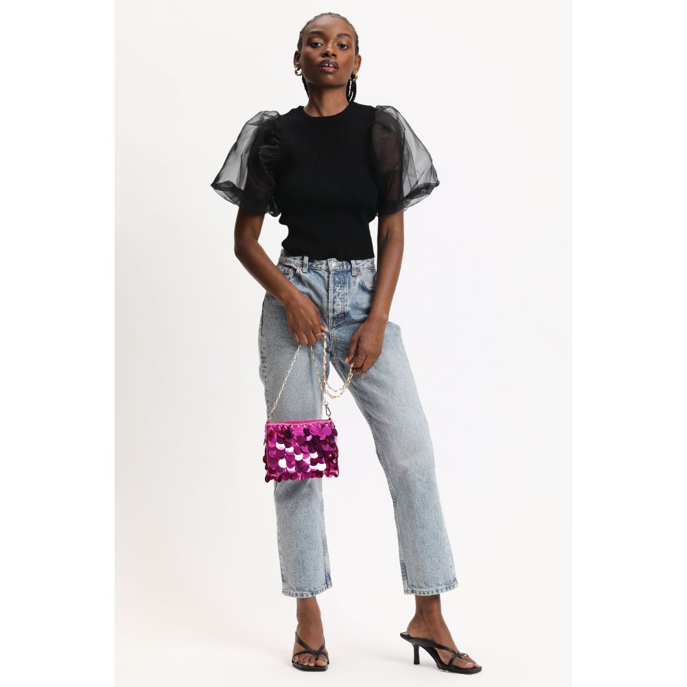 Woman wearing Magenta Urban Expressions Gemma Evening Bag 840611113924 View 4 | Magenta