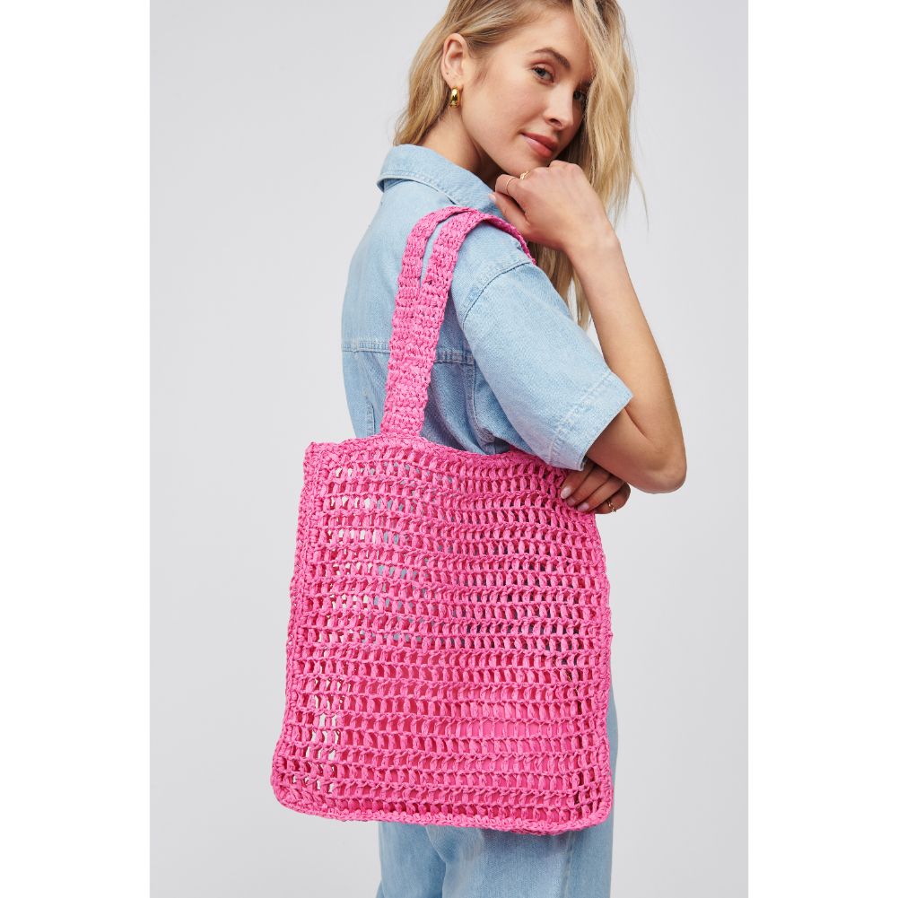 Woman wearing Bubblegum Urban Expressions Bouvet Tote 818209017022 View 1 | Bubblegum