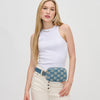 Woman wearing Denim Urban Expressions Nala Belt Bag 840611191823 View 1 | Denim