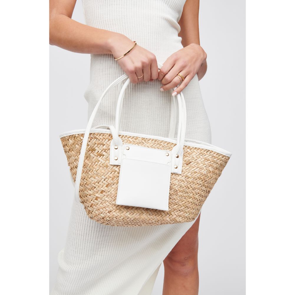 Woman wearing White Urban Expressions Wellesley Tote 818209015646 View 4 | White