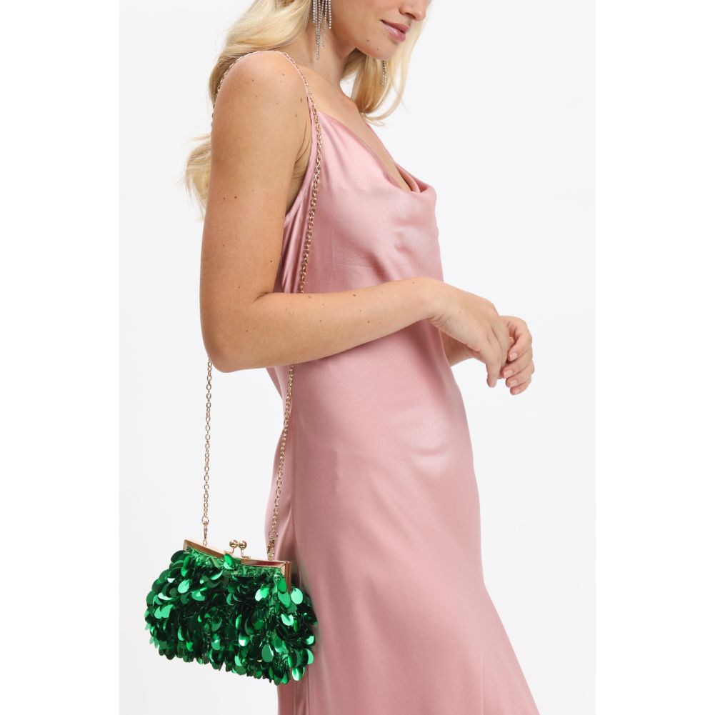 Woman wearing Green Urban Expressions Ariana Evening Bag 840611115539 View 2 | Green