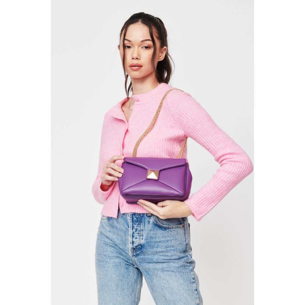 Woman wearing Purple Urban Expressions Kirby Crossbody 840611104168 View 3 | Purple