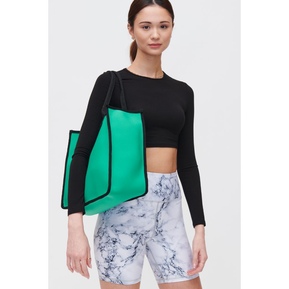 Woman wearing Green Black Urban Expressions Wade Tote 840611118158 View 2 | Green Black