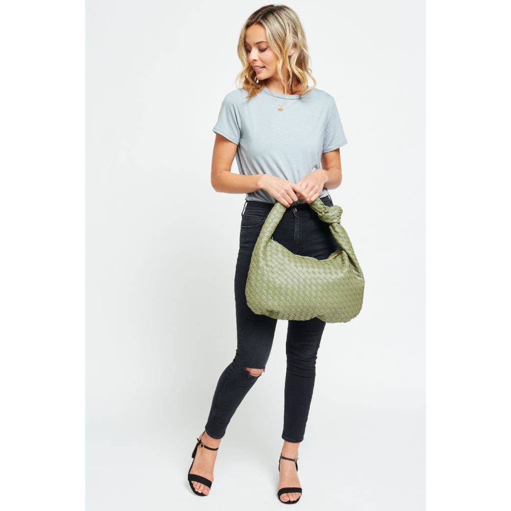 Woman wearing Matcha Urban Expressions Vanessa Hobo 840611179784 View 4 | Matcha