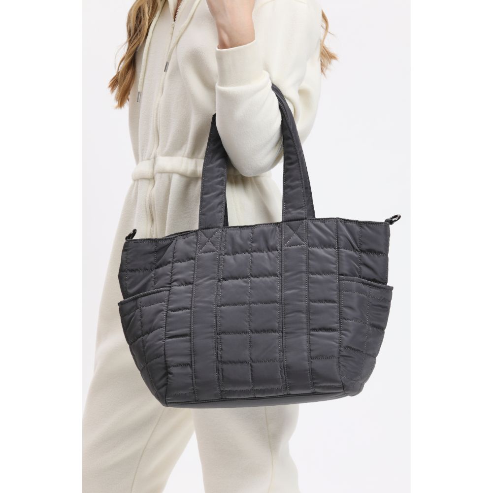 Woman wearing Carbon Urban Expressions August - Quilted Nylon Tote 840611114464 View 1 | Carbon