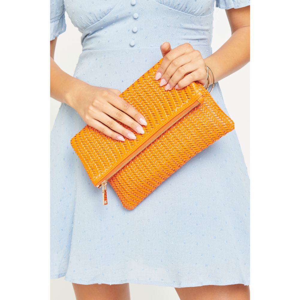 Woman wearing Orange Urban Expressions Carrie Clutch 840611170880 View 2 | Orange