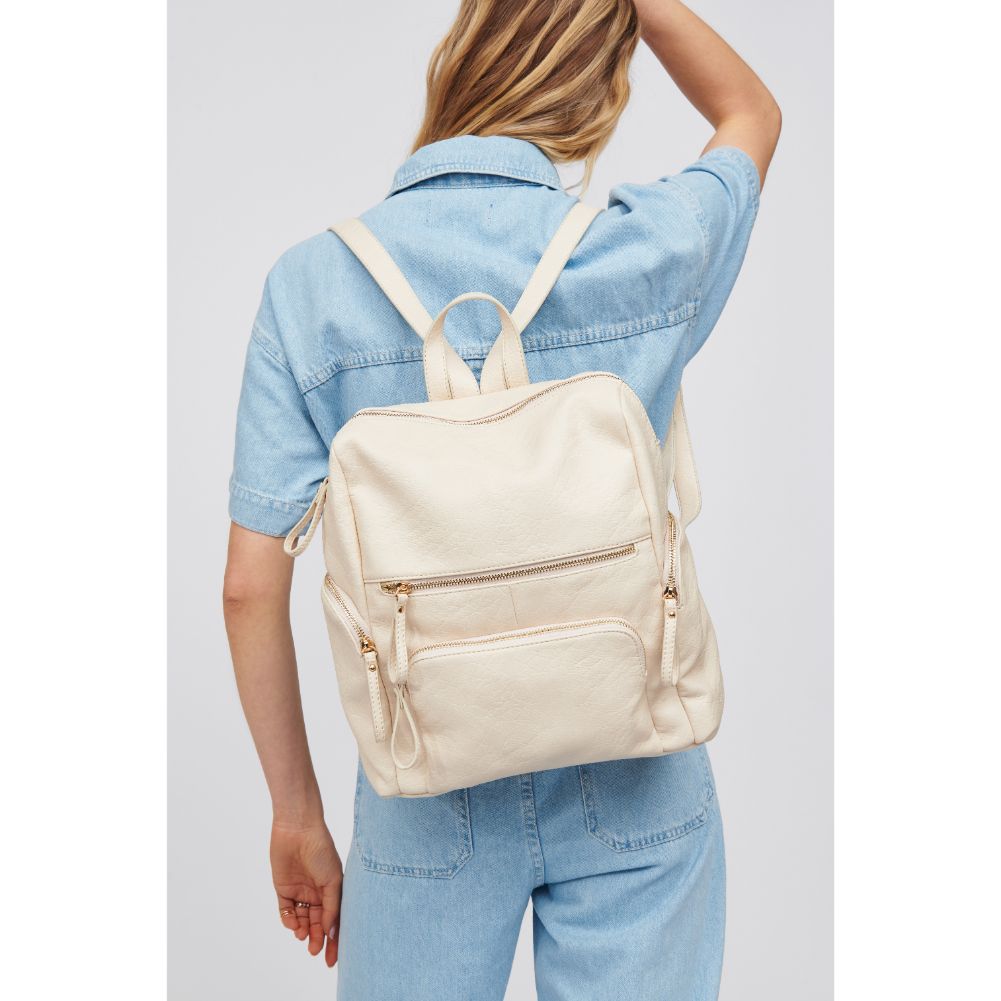 Woman wearing Cream Urban Expressions Kendall Backpack 818209018623 View 2 | Cream