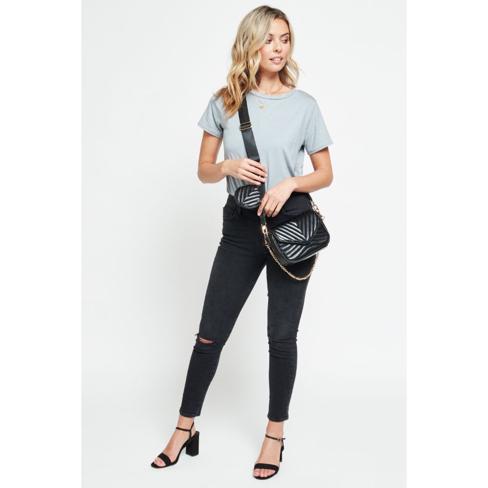 Woman wearing Black Urban Expressions Rayne Crossbody 840611176950 View 3 | Black