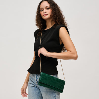 Woman wearing Forest Urban Expressions Adelle Clutch 840611139689 View 1 | Forest