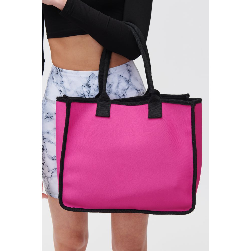 Woman wearing Magenta Urban Expressions Wade Tote 840611118172 View 4 | Magenta