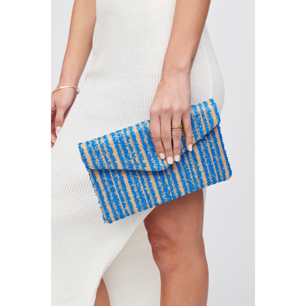 Woman wearing Electric Blue Urban Expressions Mayotte Clutch 818209017541 View 4 | Electric Blue