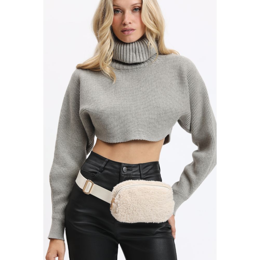 Woman wearing Ivory Urban Expressions Santi Belt Bag 840611190444 View 1 | Ivory