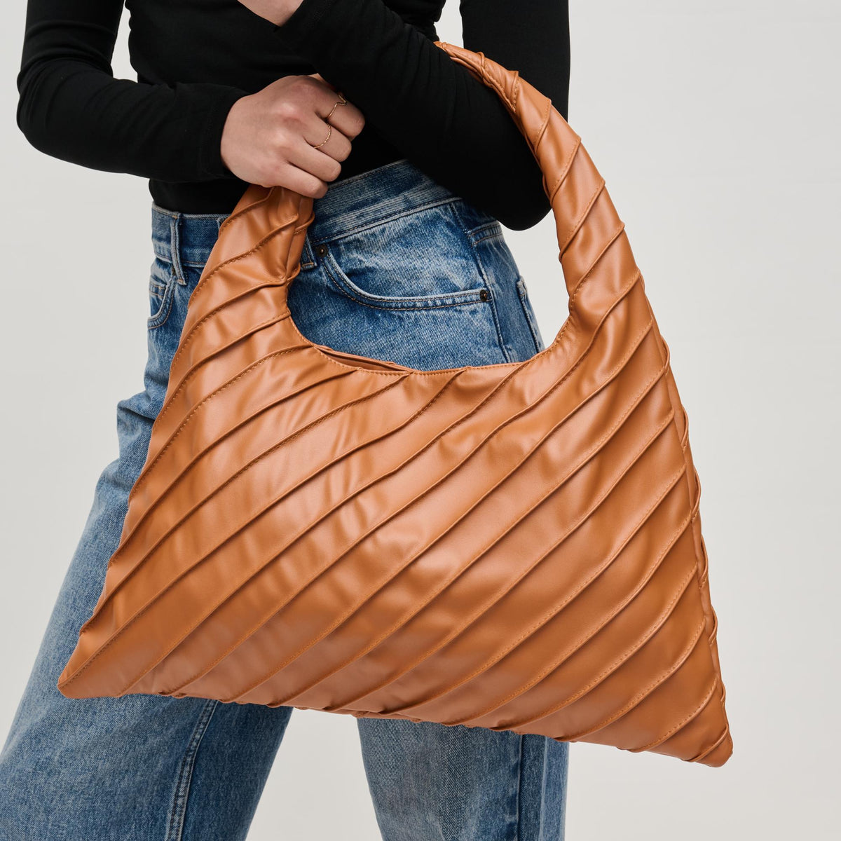 Woman wearing Tan Urban Expressions Allie Hobo 840611156860 View 4 | Tan