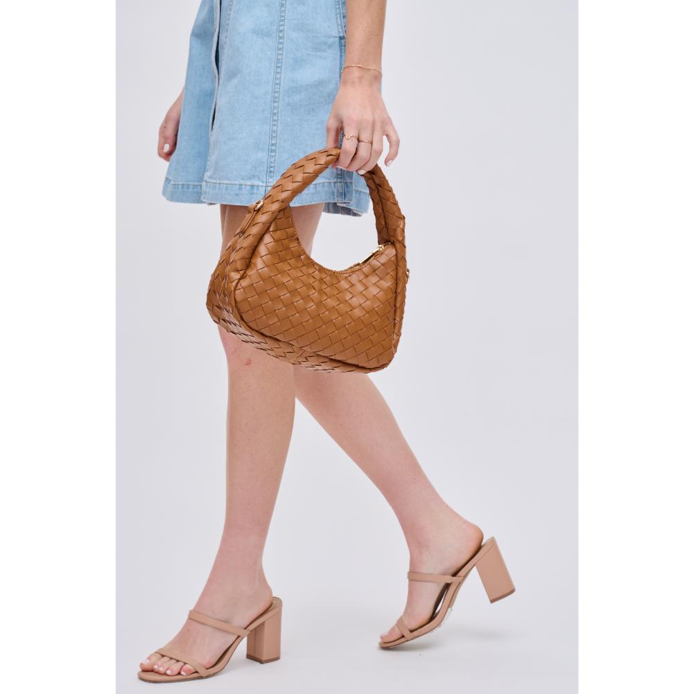 Woman wearing Tan Urban Expressions Orie Crossbody 840611123336 View 2 | Tan