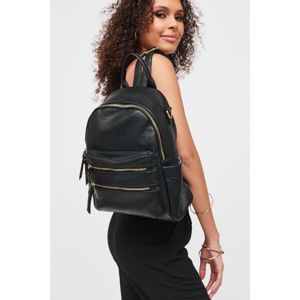 Woman wearing Black Urban Expressions Reva Backpack 840611185235 View 3 | Black