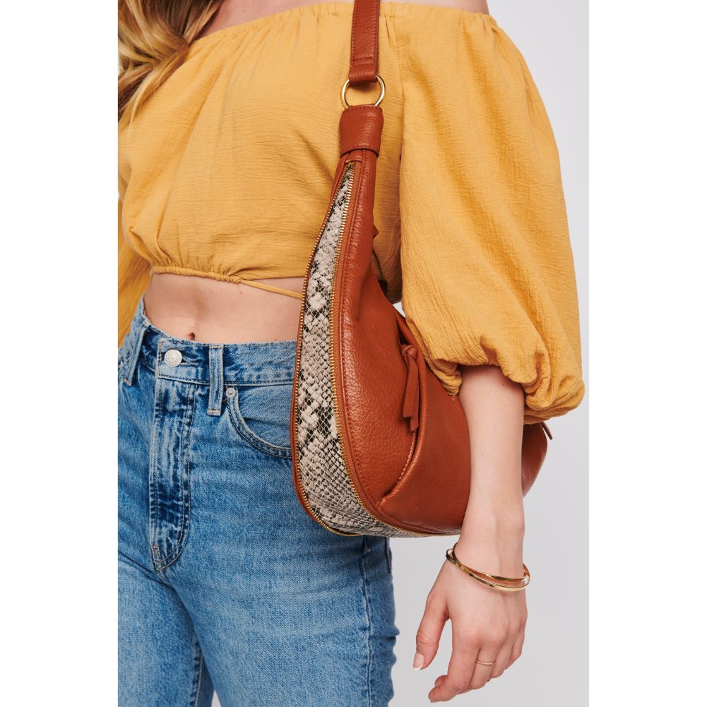 Woman wearing Tan Urban Expressions Leora Hobo 818209010214 View 2 | Tan