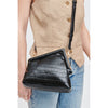 Woman wearing Black Urban Expressions Yanira - Croco Crossbody 840611106148 View 1 | Black