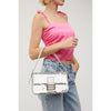Woman wearing Silver Urban Expressions Bronx Crossbody 840611113405 View 1 | Silver