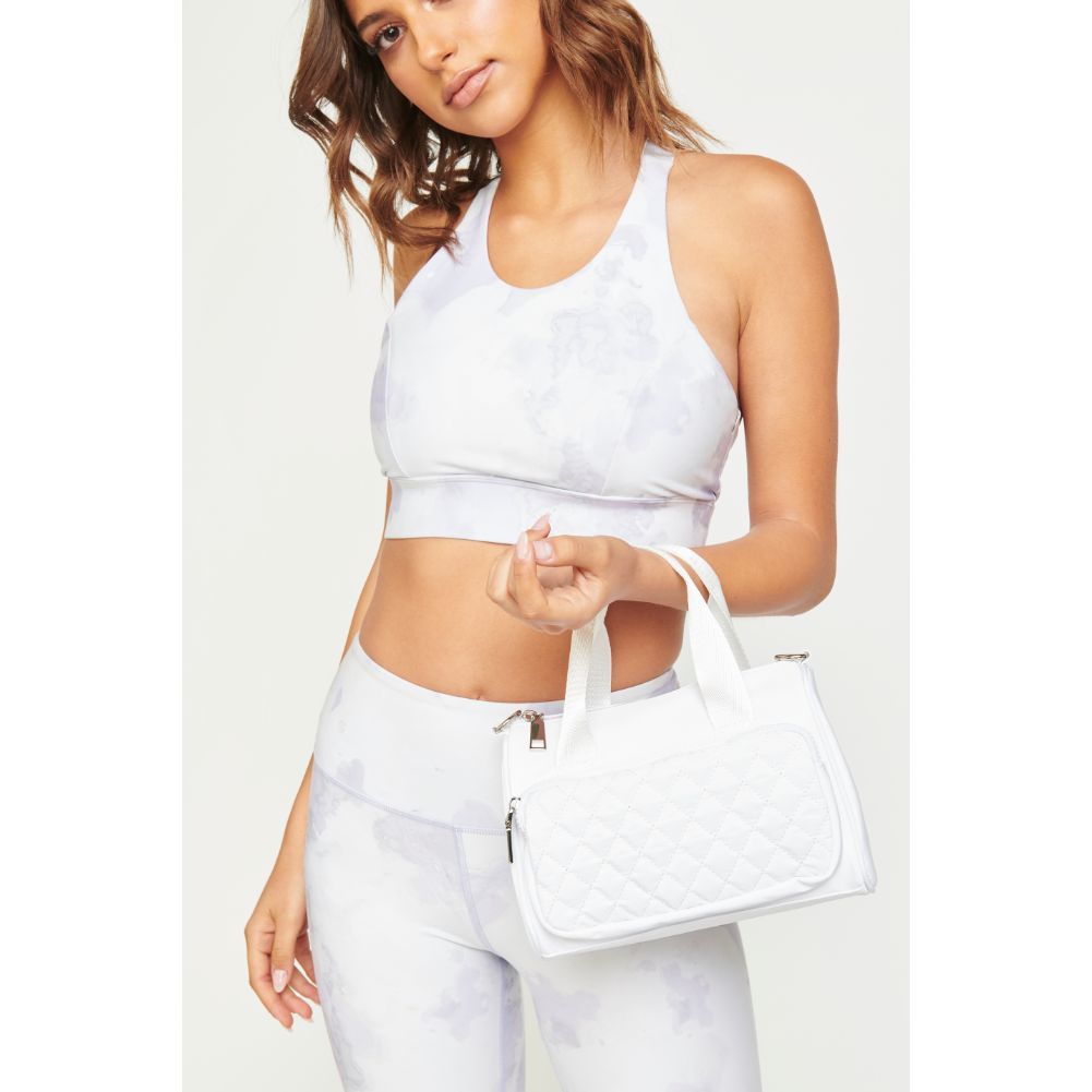 Woman wearing White Urban Expressions Owen Crossbody 840611180834 View 3 | White