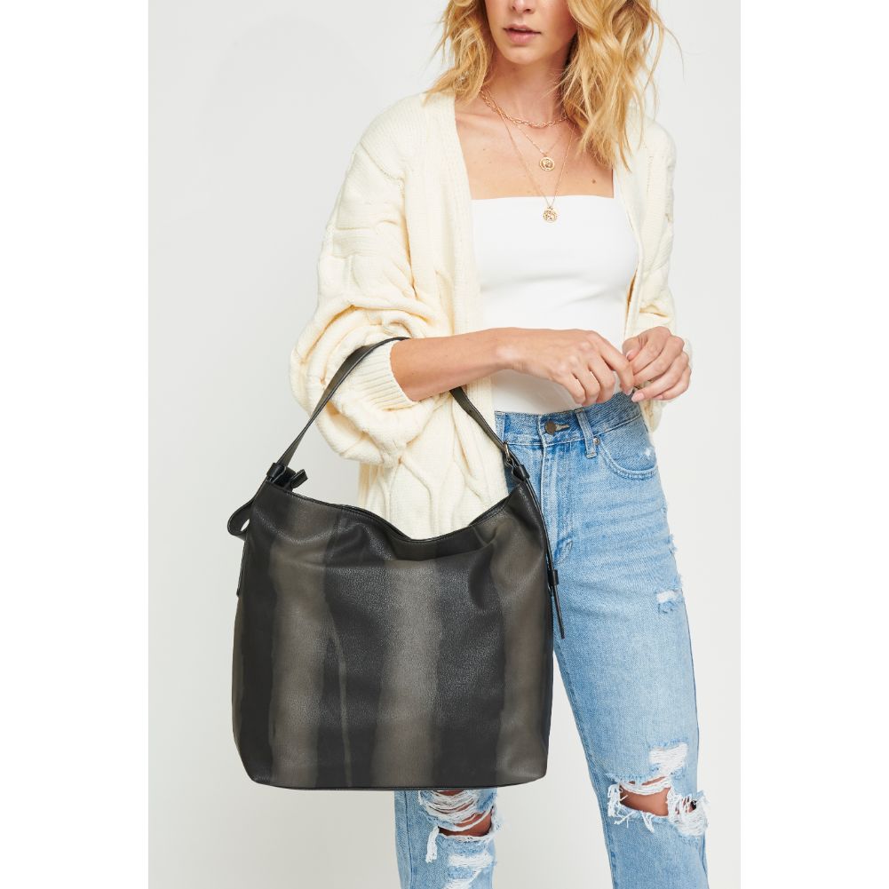 Woman wearing Black Urban Expressions Keene Hobo 840611122483 View 1 | Black