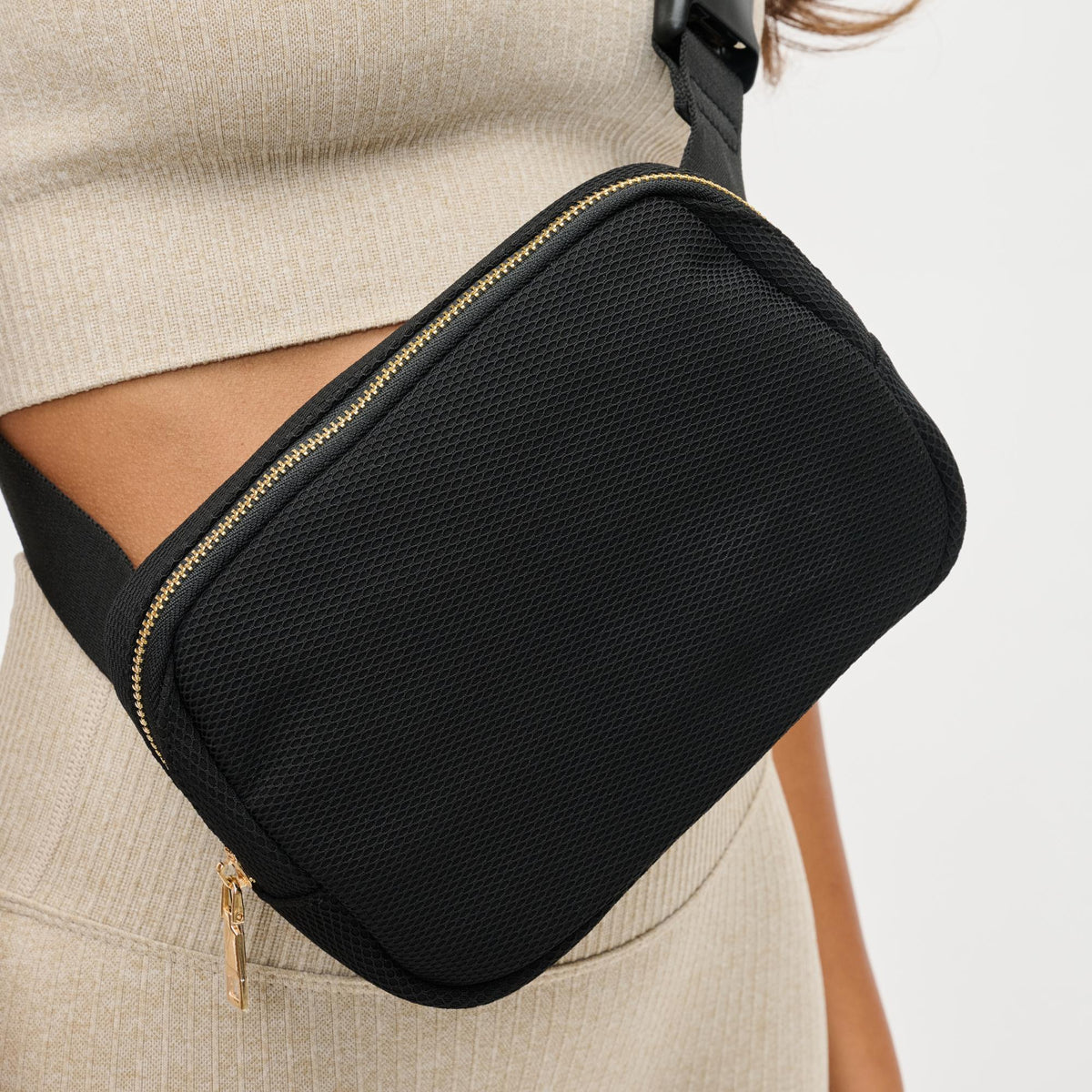 Woman wearing Black Urban Expressions Felix Belt Bag 840611122681 View 4 | Black