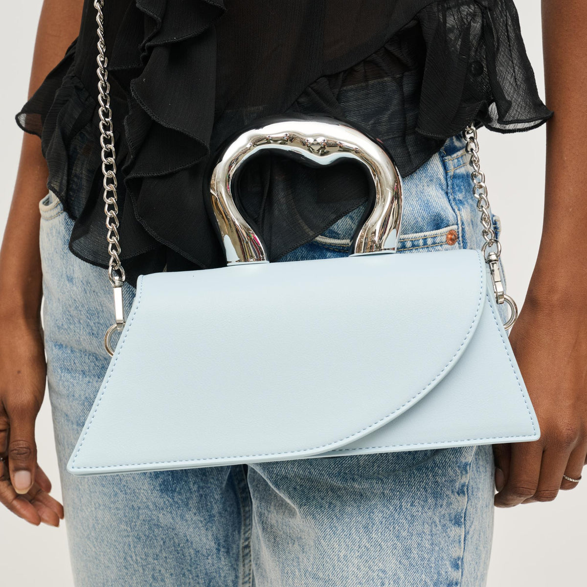 Woman wearing Ice Blue Urban Expressions Alexander Crossbody 840611157058 View 1 | Ice Blue