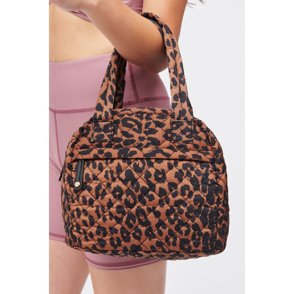 Woman wearing Leopard Urban Expressions Palmer - Quilted Nylon Tote 840611185624 View 2 | Leopard