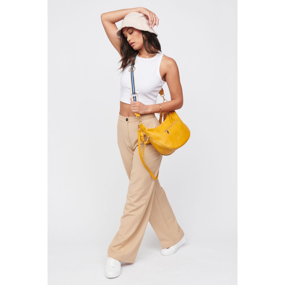 Woman wearing Mustard Urban Expressions Virginia Crossbody 818209015233 View 3 | Mustard