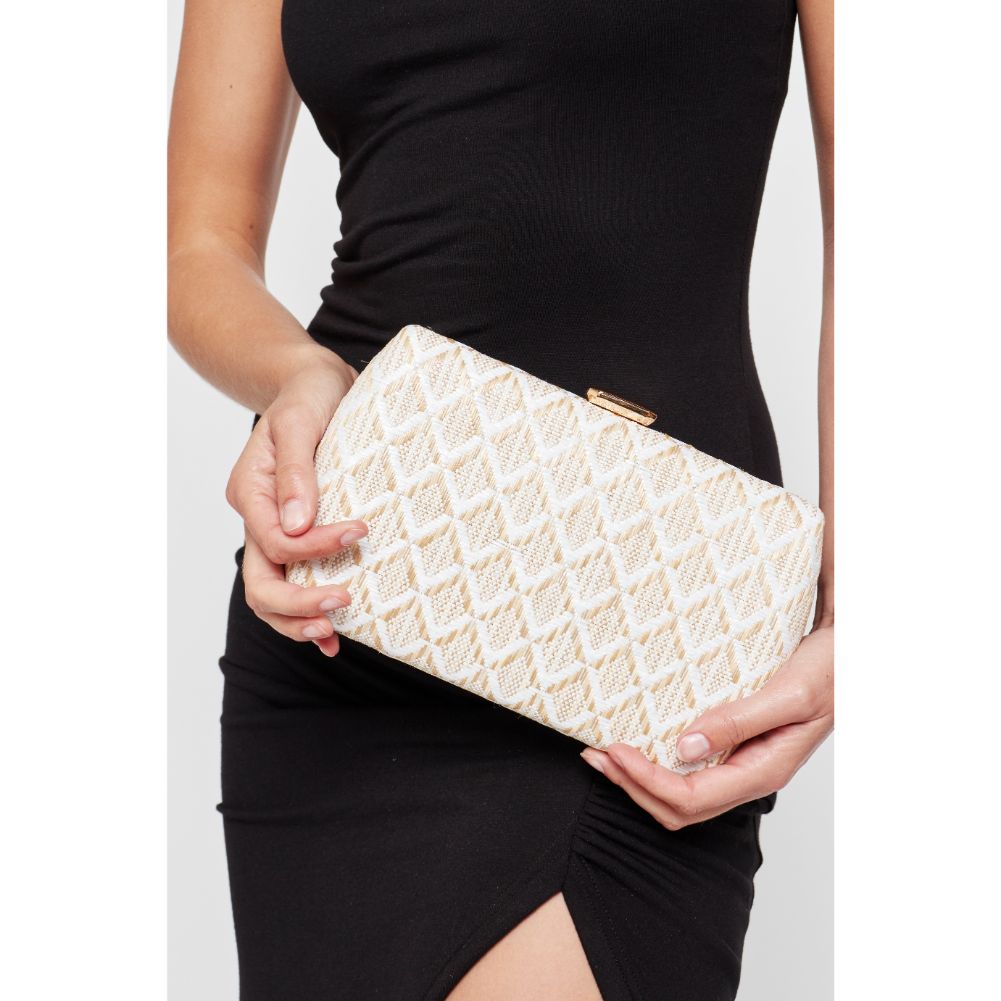 Woman wearing White Sol and Selene Nashville Evening Bag 840611179944 View 2 | White