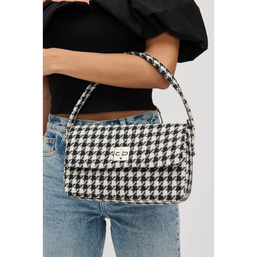 Woman wearing Black White Urban Expressions Sidney Crossbody 840611116550 View 1 | Black White