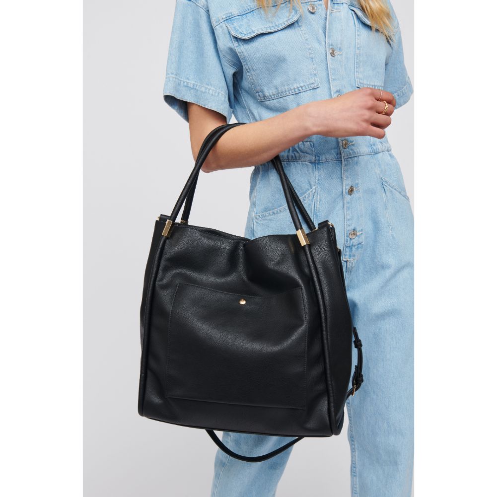 Woman wearing Black Urban Expressions Deborah Tote 818209016780 View 1 | Black