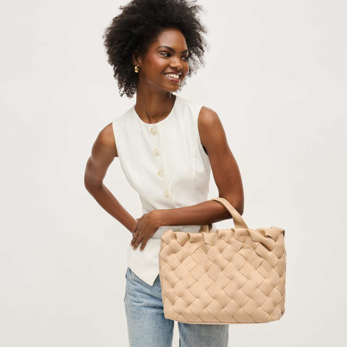 Woman wearing Natural Urban Expressions Ruth Tote 840611146748 View 3 | Natural