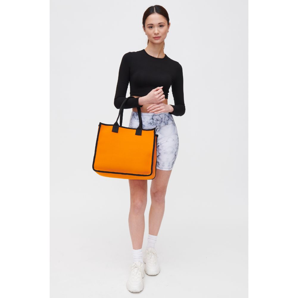 Woman wearing Orange Urban Expressions Wade Tote 840611118165 View 4 | Orange