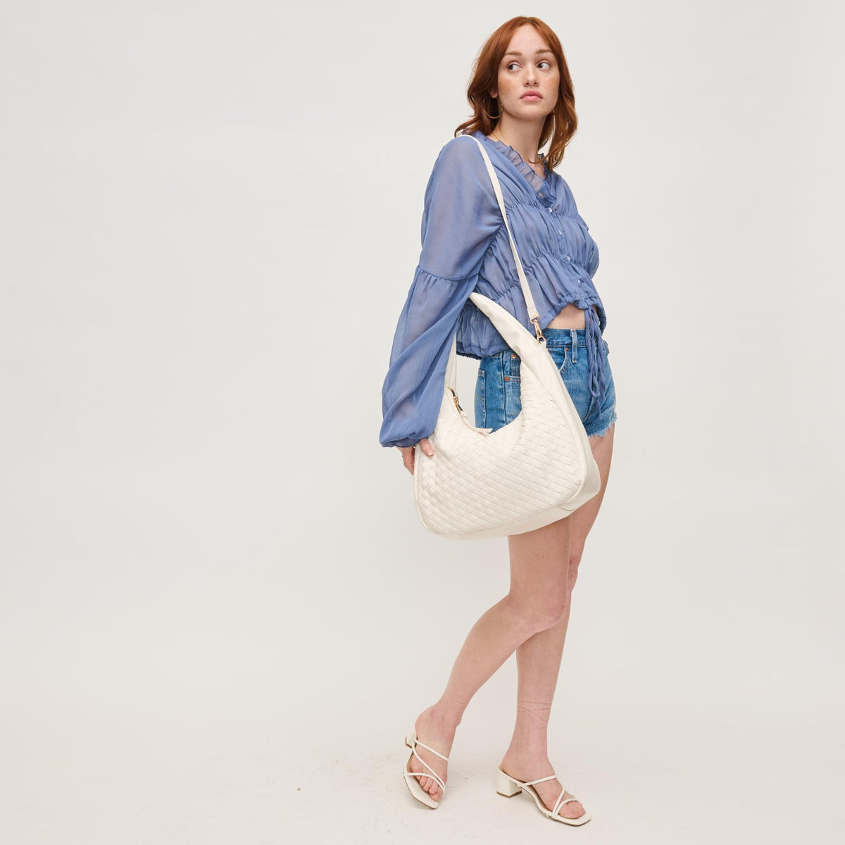 Woman wearing Ivory Urban Expressions Maira Hobo 840611148100 View 4 | Ivory