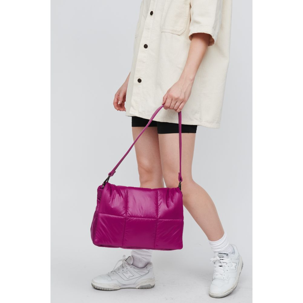 Woman wearing Magenta Urban Expressions Lissa Crossbody 818209010757 View 4 | Magenta