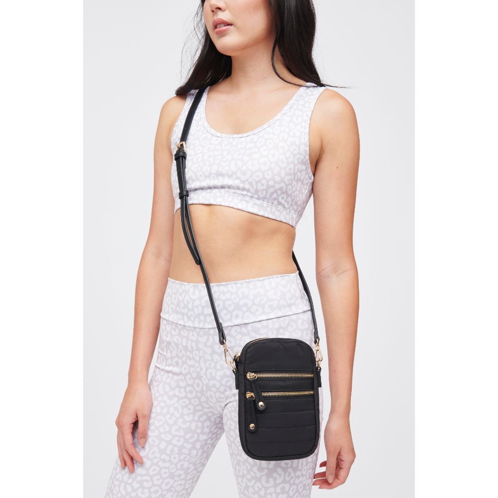 Woman wearing Black Urban Expressions Evelyn Cell Phone Crossbody 840611181978 View 1 | Black