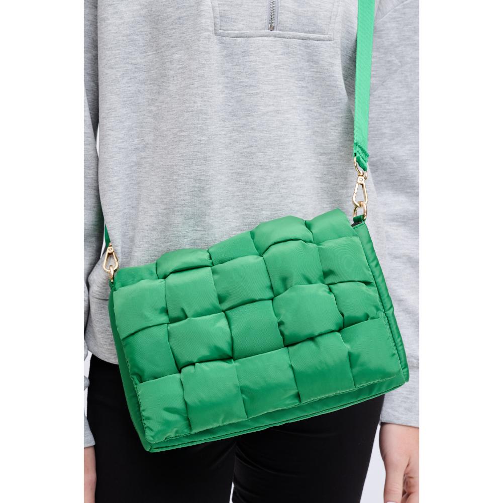 Woman wearing Kelly Green Urban Expressions Rhodes Crossbody 840611131812 View 4 | Kelly Green