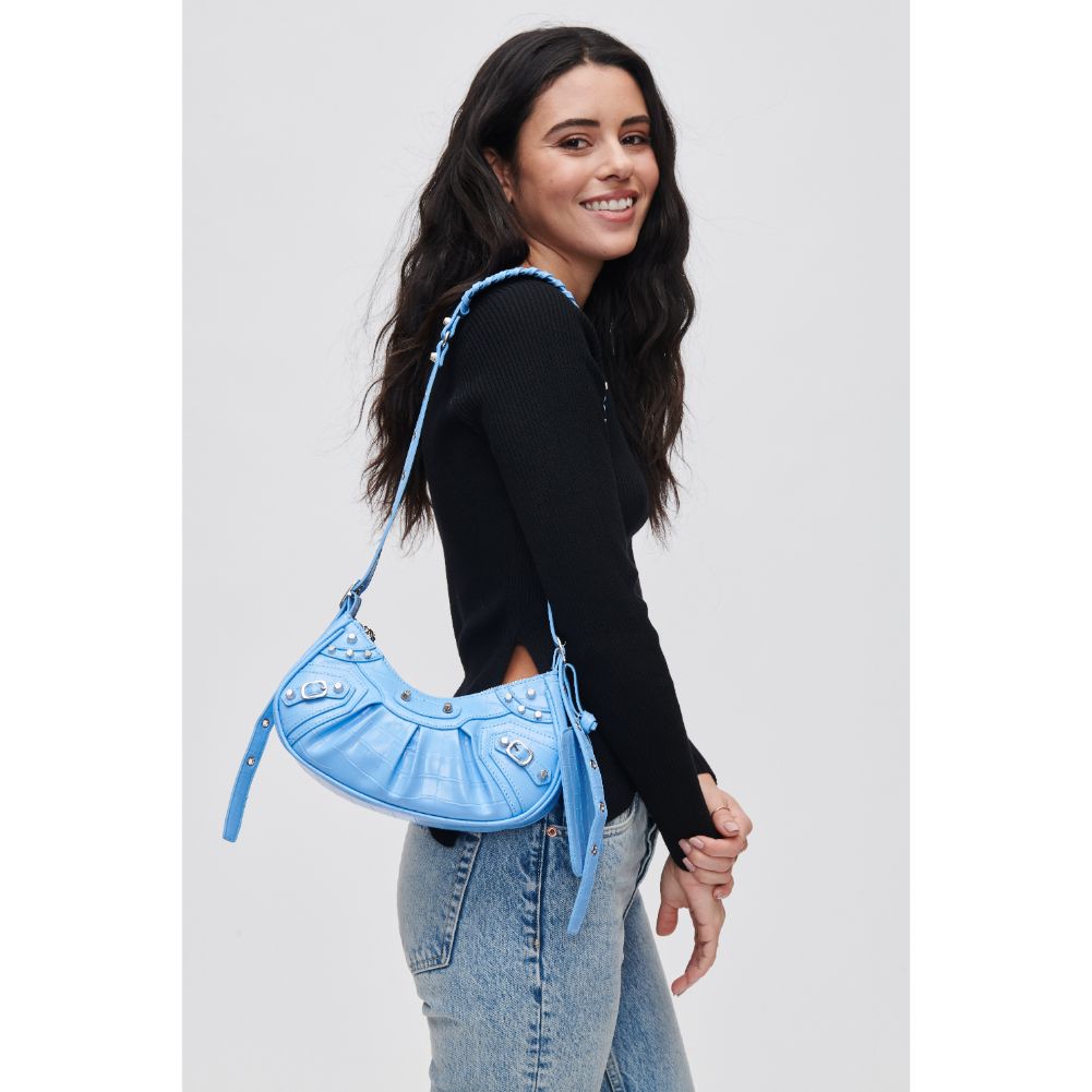 Woman wearing Sky Blue Urban Expressions Bellatrix Crossbody 840611105615 View 1 | Sky Blue