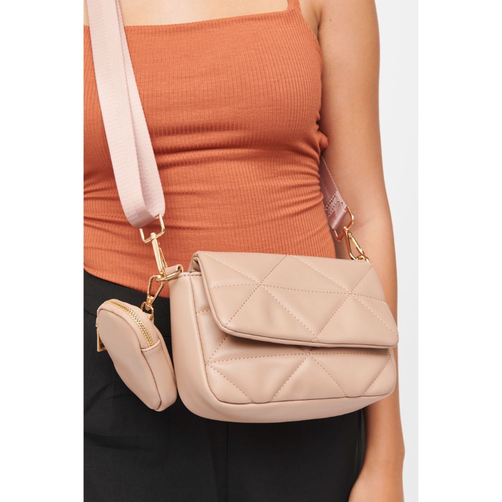 Woman wearing Nude Urban Expressions Tasha Crossbody 840611185648 View 2 | Nude