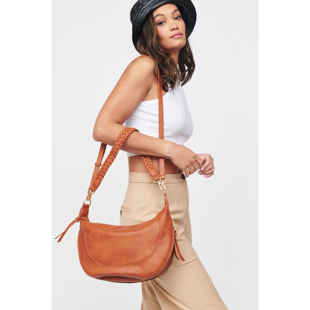 Woman wearing Tan Urban Expressions Virginia Crossbody 818209015226 View 2 | Tan