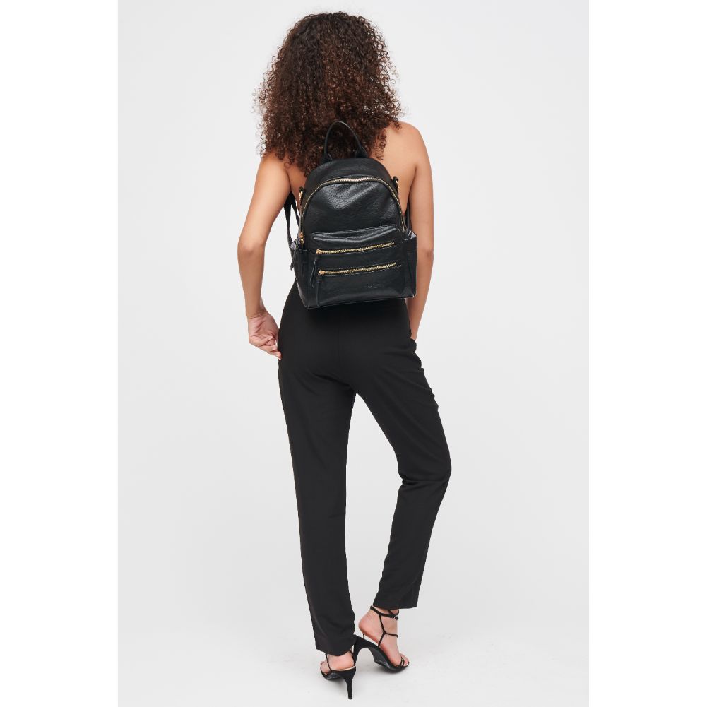 Woman wearing Black Urban Expressions Reva Backpack 840611185235 View 4 | Black