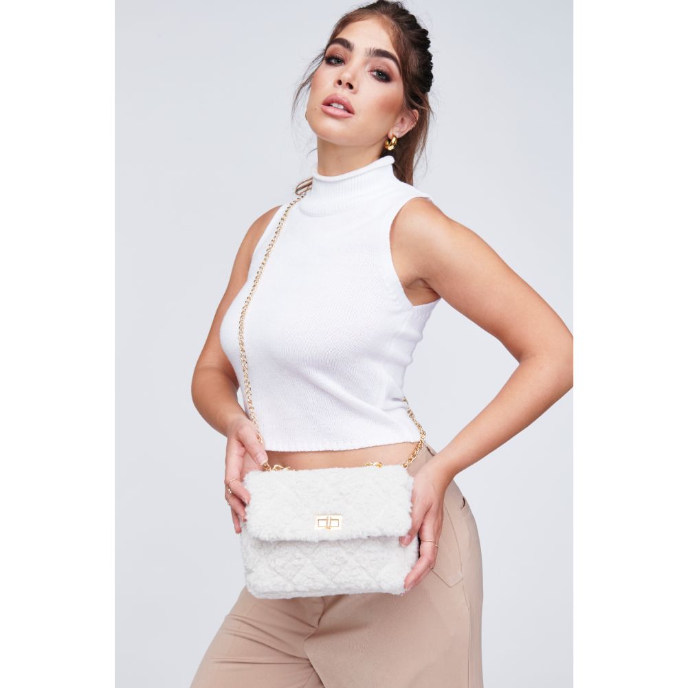 Woman wearing Ivory Urban Expressions Corriedale - Sherpa Crossbody 840611100900 View 2 | Ivory