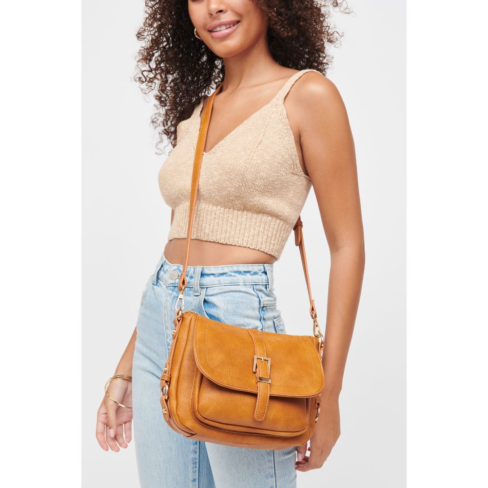 Woman wearing Mustard Urban Expressions Lizzie Crossbody 840611184658 View 1 | Mustard