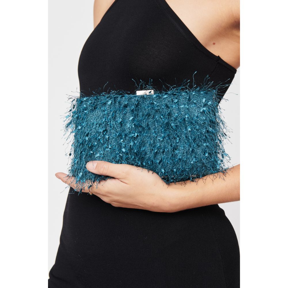 Woman wearing Peacock Urban Expressions Shoshanna Evening Bag 840611103390 View 4 | Peacock