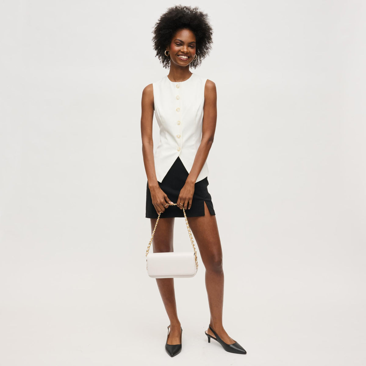 Woman wearing Ivory Urban Expressions Julia Crossbody 840611157157 View 4 | Ivory