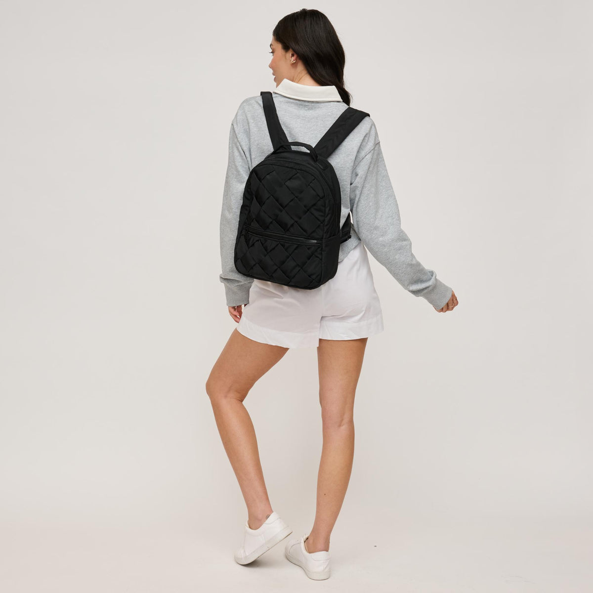 Woman wearing Black Urban Expressions Robin Backpack 840611146458 View 3 | Black